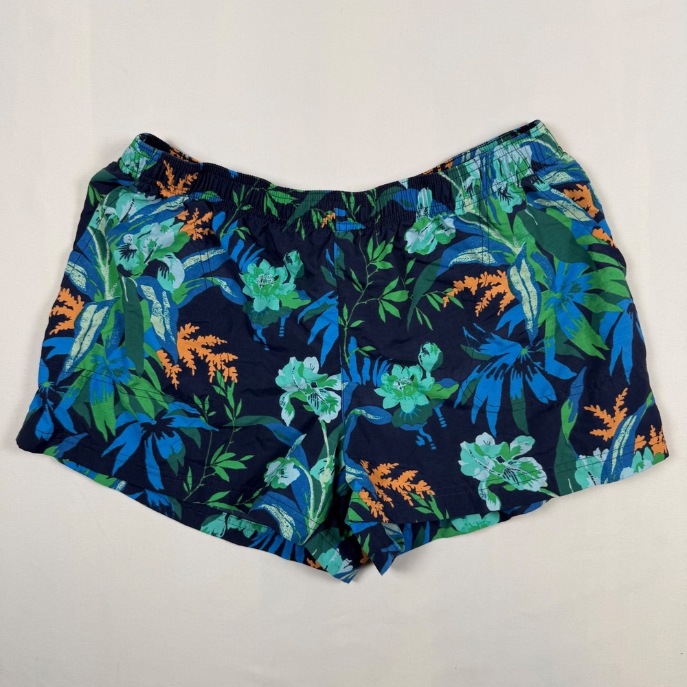 Columbia Womens Sandy River Floral Shorts Navy Blue Green Tropical Size L 3in